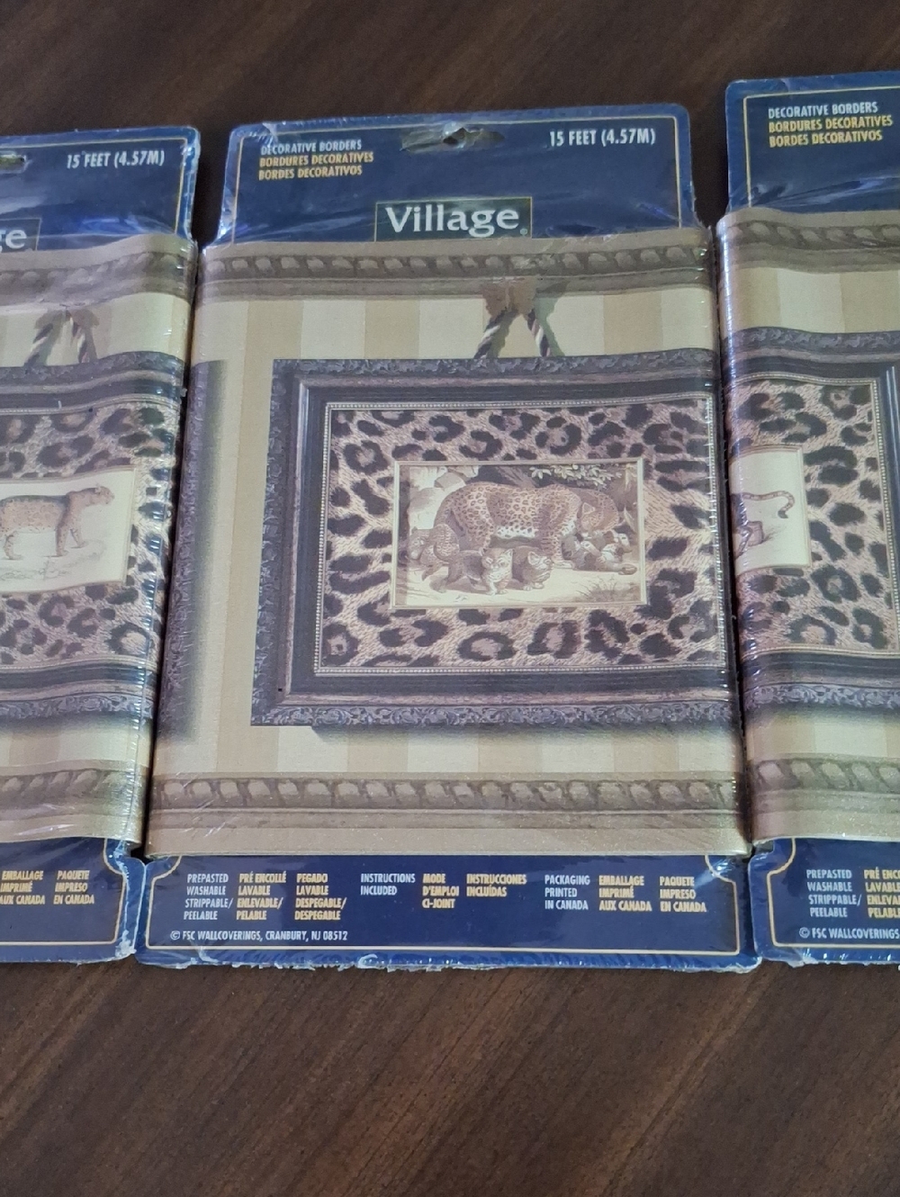 Village Brand Wild Cats  Print Decorative Border - Brown/Tan
